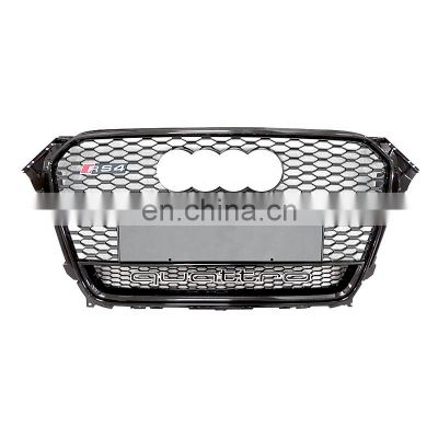 RS4 with lower frame quattro front bumper grille for Audi A4 B85 center honeycomb grill black chrome silver frame 2013-2016