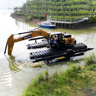 Amphibious Excavator Dredging Excavator with Floating Pontoon for Marsh and Wetland