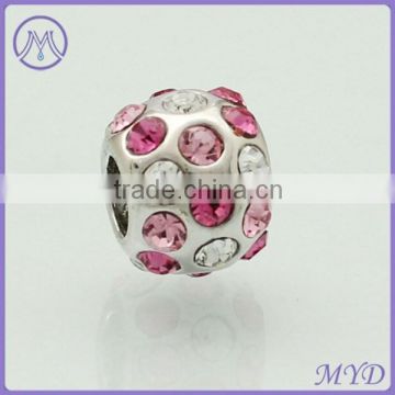925 sterling silver CZ crystal ball bead for European charms bracelet
