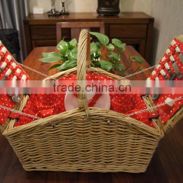 Beautiful Decorative collapsible wicker crafts picnic storage basket for 4 person