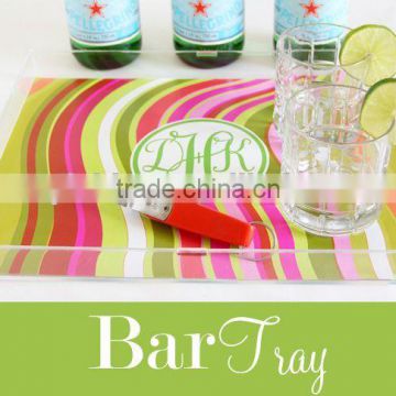 custom design acrylic tray / colored acrylic tray /acrylic clear tray / handle tray
