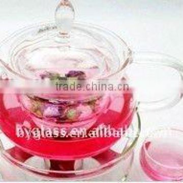 500ml crystal borosilciate glass teapot with glass cup