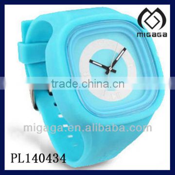skyblue bright color silicone quartz watch shinning in night glow in night watch silicone luminescence quartz watch