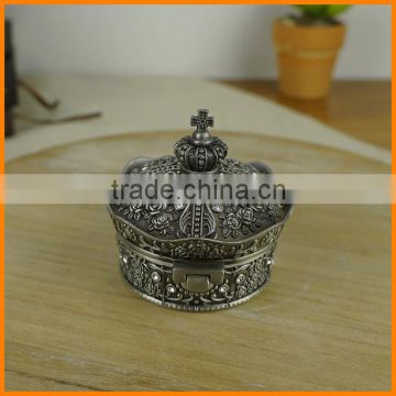European roses carved diamond crown princess jewelry box zinc alloy jewelry box stock 2134 S / P