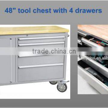 Stainless steel tool chest with drawer and side cabinet