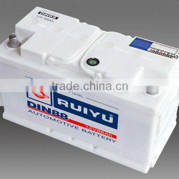 Professionally Manufacturing DIN standard 12V 88AH Lead Acid Dry Charged Starter Auto battery 68827 12V88AH