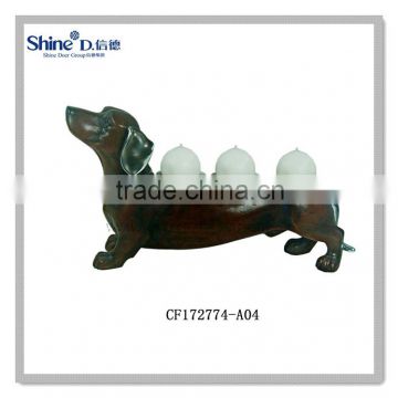 brown dog statue 3tealight tealight candle holders
