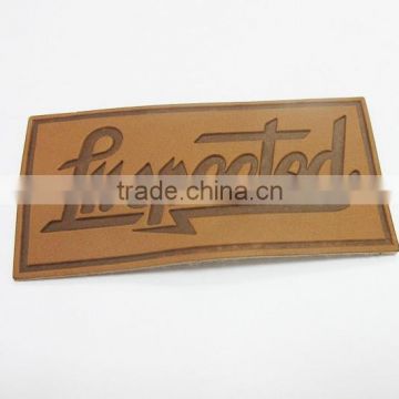 Brown Custom Embossed Denim PU Leather Patch