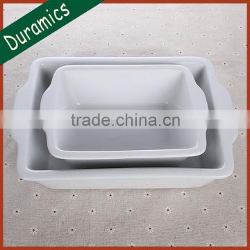 Small durable white porcelain rectangular roasters