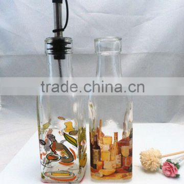 glass oil vinegar cruet with metal dropper