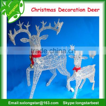 High Quality White/Silver Rattan Christmas Deer For Decoration