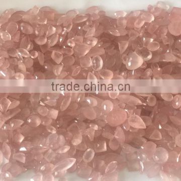 Natural rose quartz checker cut loose gemstones healing reiki crystal pink