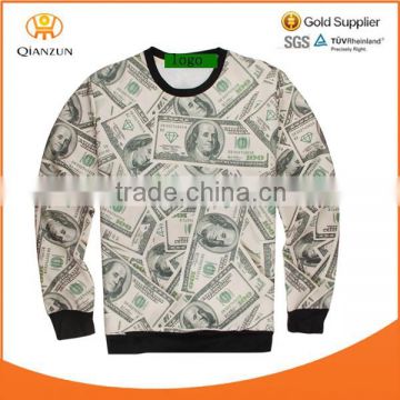 Newest Unisex Jumper Printed Money Blouse Long Sleeve Hoodies Sweater Mens Womens 3D U.S. Dollar Print Pullover Tops Shirt