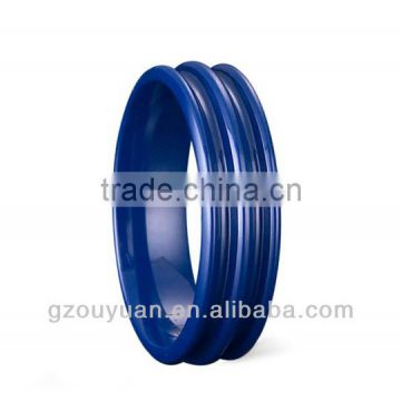 Blue Grooved Ceramic Ring