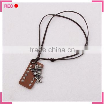 Fashion jewelry necklace with skull pendant, leather chain latest model fashion necklace