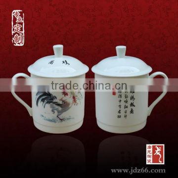 Modern design high quality hand painted custom cock pattern ceramic tea cup with infuser