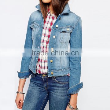 High quality lower price slim women denim jean jacket wholesale new design
