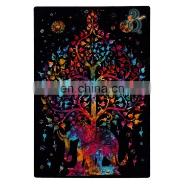 Indian Tapestry Tye Dye Tree Elephant Multi color Throw Single Beach traditional indian wall hangings
