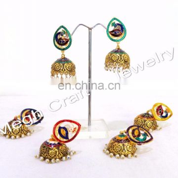 Oxidized Peacock Earrings, chandelier jhumka, Indian handmade jewelry, Antique designer jhumka, artificial jhumki earring,Ethnic