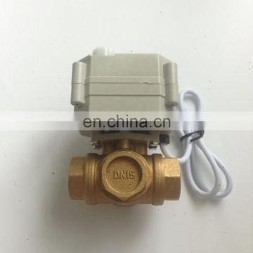 Waterproof CWX-25S DN25 G1" brass MINI motor actuated valve L flow 3 way electric ball valve DC12V, CR501 5 wires controller
