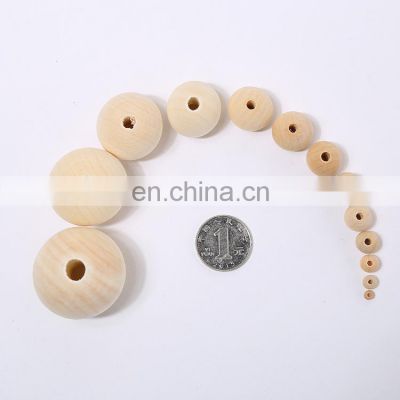 Unfinished Baby Large 20Mm Teething Maple Beech Round Wooden Beads For Jewelry