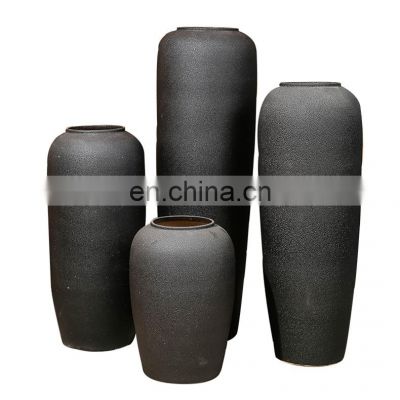 Simple and modern black bubble glaze 0.45-1m multi-size ceramic floor large vase