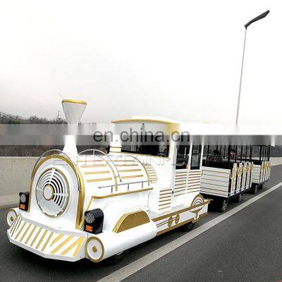 Amusement park manufacturer outdoor sightseeing tourist trackless road train rides for sale