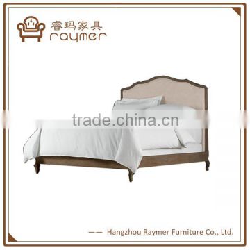 Antique home furniture solid wood frame soft upholstery king bed