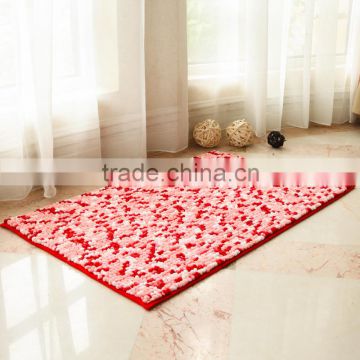 Indoor mosaic pattern pink chenille microfiber rugs