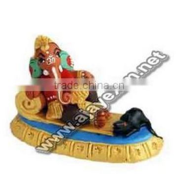 Ganesha with mouse Statue in Color