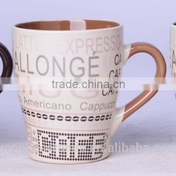 Yonghe Factory glazed stoneware coffee mugs with decal printing