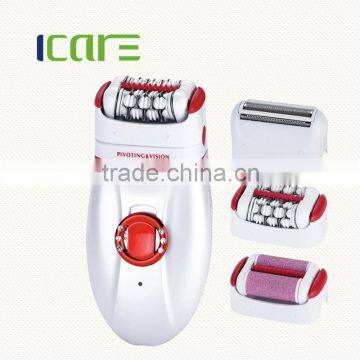 Rechargeable 3 in 1 lady shaver set with massage function/epilator