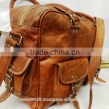 pure leather weekend bag/genuine leather travel bag/real leather luggage bag