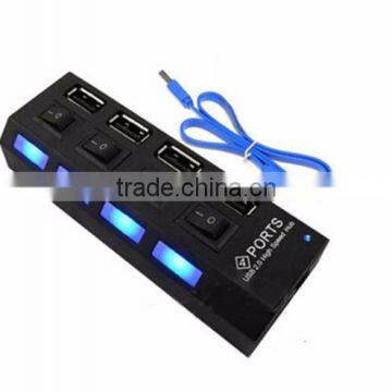 High Speed Rectangle USB3.0 4 Ports LED Mini Light USB Hub