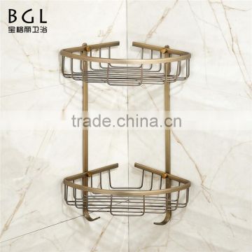 Wall mounted Bathroom sanitary fittings Antique bronze brass hanging storage basket