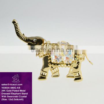 Deluxe 24K Gold Plated Crystal Dressed Elephant for home decoration