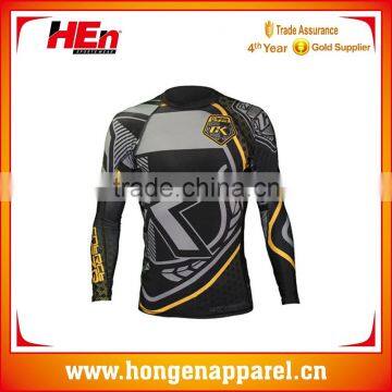 Hongen apparel wholesale professional UV protection SPF50+ custom made long sleeves nylon spandex rash guards