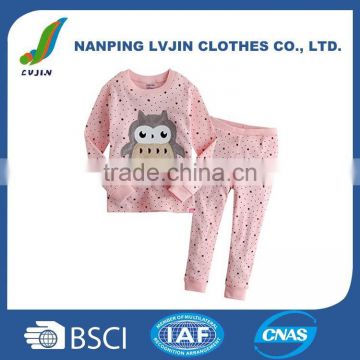 Baby 12M-7T Kids Girls Sleepwear Pajama 2pcs Set Lovely Owlet