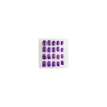 Purple 3D Cracking Nails Full Cover ABS Plastic Fake Fingernail OEM / ODM