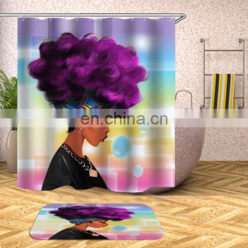 Wholesale African Women Custom 3d Bathroom Shower Curtains, fancy custom printed shower curtains