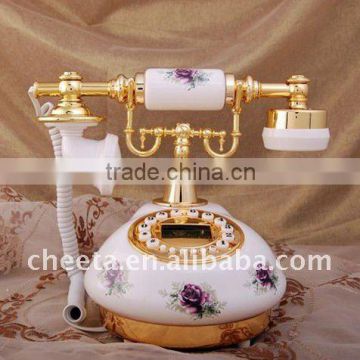 Exquisite Antique Telephone With Porcelain