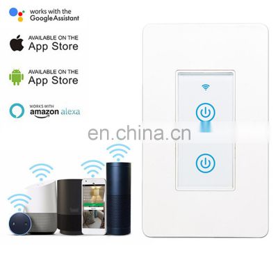 US standard Zigbee Tuya wifi remote control 4gangs 2way smart touch switch mobile phone voice timing