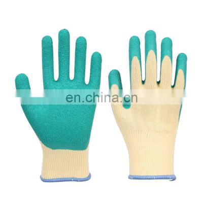 10G Poly-cottton Liner Etched-Finish Rubber Palm Coated Gloves Latex Work Non-slip Gloves With Textured Rubber Dipped