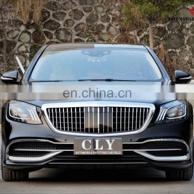 Car Accessories Body Kit For Benz S Class W222 Modified Maybach Style Front Bumper Car Grill Flog Lamp Grill Headlight Body Kiti
