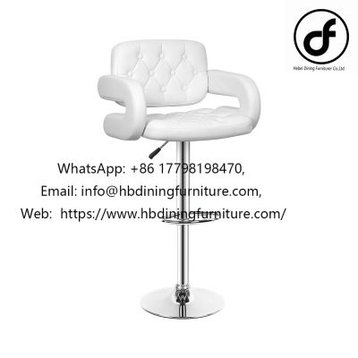 White leather bar chair with armrests