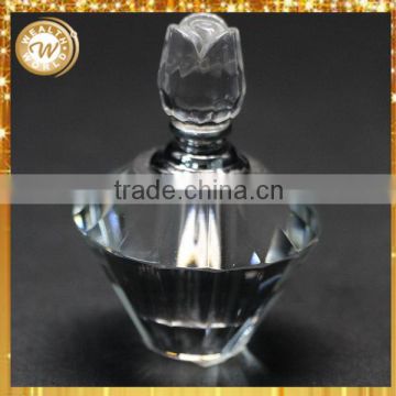 Modern best selling flat round crystal perfume bottle