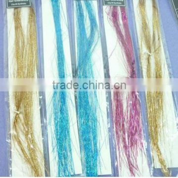 top selling rainbow color sparkling clip in hair tinsel