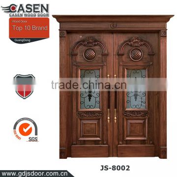 China alibaba supply carving teak wood main entrance double doors
