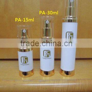 shiny gold plastic airless pump bottle 15ml 20ml 30ml 50ml