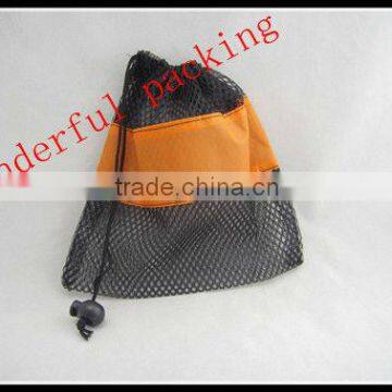 black small nylon mesh drawstring bag